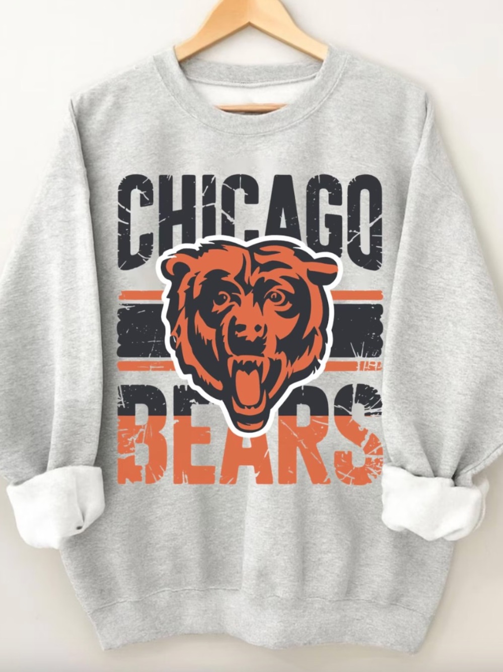 Gildan Light Gray Chicago Bears Graphic Sweatshirt